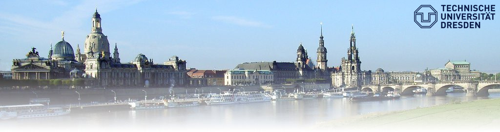 Old town of Dresden with TU Dresden logo